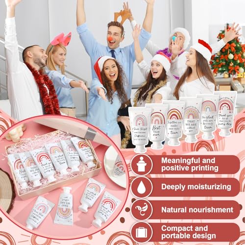 24 Pack Employee Appreciation Team Gifts Bulk Travel Size Hand Cream Inspirational Thank You Gifts Boho Rainbow Hand Lotion Bulk for Teachers Day Christmas Staff Employees Coworkers Women