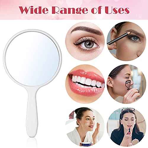 Jetec 25 Pcs Handheld Mirror with Handle, 3.94" L x 2.17" W, Small Portable Round Mirror Bulk for Kids Travel Makeup Classroom Camping Daily DIY Crafts (Black, White)