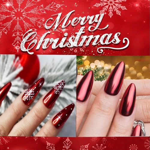 Pretty Diva Red Chrome Nail Powder, Red Nails Chrome Powder Metalic Chrome Nail Powder Mirror Effect Chrome Powder Pigments for Nails - Decoration for DIY Nail Art, Craft