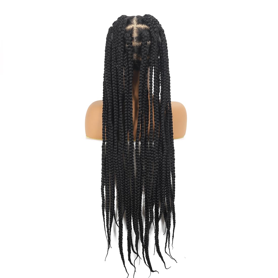 360 Full Lace Jumbo Braided Wigs for Black Women 32inch Knotless Braids Glueless Wigs No Cornrow Long Jumbo Box Braided Wig With Baby Hair (1B, 32inch)