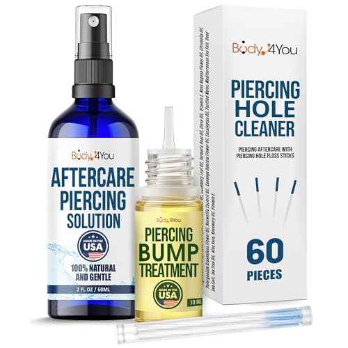 BodyJ4You Piercing Aftercare Spray Keloid Bump Removal Piercing Hole Cleaner - Earring Hole Cleaner Piercing Floss Ear Hole Cleaner - Natural Saline Wound Wash - Pierced Ears Nose Cleaning Kit