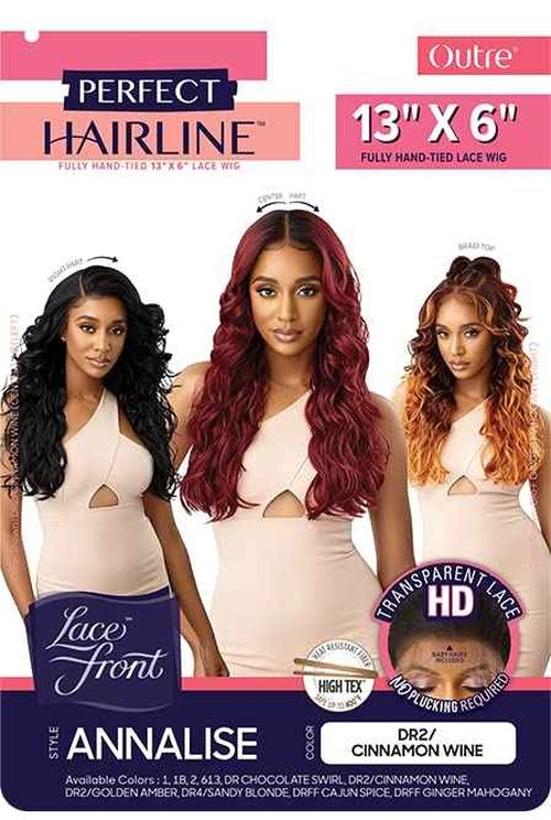 Outre Perfect Hairline Fully Hand Tied 13x6 Lace Wig HD Transparent Lace No Plucking Required ANNALISE(DR4/SDBL)