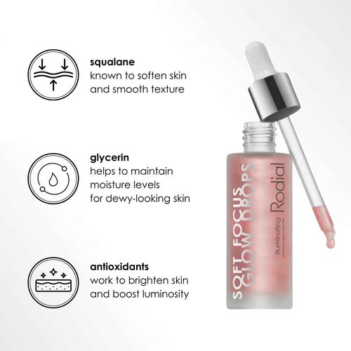 Rodial Soft Focus Glow Booster Drops 1.05 fl oz, Illuminating Skin Serum with Glycerin and Antioxidants, Perfectioning and Smoothing Dewy Makeup Base, Weightless Formula