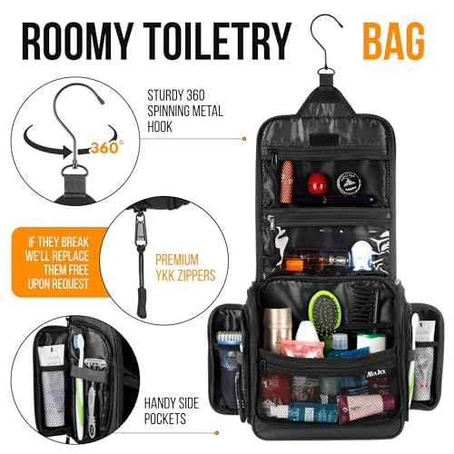 Travel Toiletry Bag for Men and Women - (10.6¡±x10.6¡±x3.2¡±) Large Hanging Toiletry Organizer - Waterproof Hygiene Bag with Metal XXL Swivel Hook, with Sturdy Zippers and 19 Compartments for Toiletries