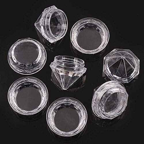 50 PCS 5 Gram Diamond shaped Clear Jars Empty Refillable Cosmetic Sample Jars Makeup Plastic Jar with Lid Cosmetic Trial Case Compact Storage Box for Lotion Creams Eyeshadow Nails Powder