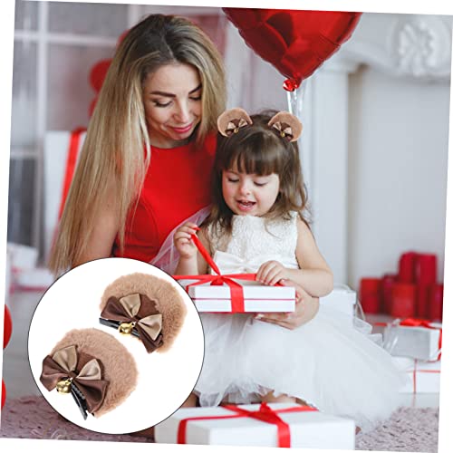 FRCOLOR 2 Pairs Bear Ear Hair Clips - Cute Women's Barrettes & Animal Ears Headband - Kawaii Anime Hair Accessories