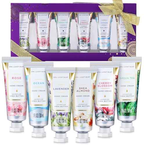 spa luxetique Hand Cream Hand Cream Set Gift for Women Hand Lotion with Natural Aloe and Vitamin E for Dry Skin Mini Travel Size Scented Hand Lotion for Women Birthday Gifts| 6 x 1.0 oz/30ml