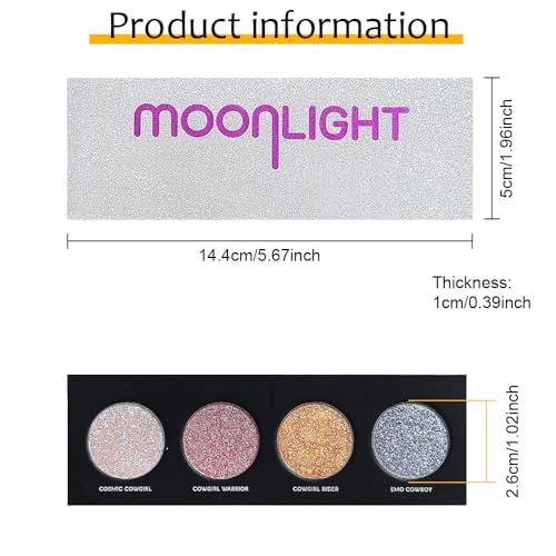 AMY'S DIARY 4 Colors Shany Highlight Eyeshadow Palette Cosmetics, Shimmer Eye shadow Palette, Cruelty-Free and Vegan Formula, Glitter Shimmer Eyeshadow for Professional Makeup Kit(12#)