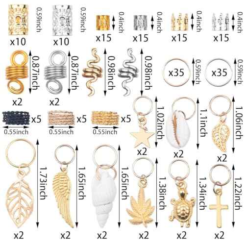 189 Pieces of Dreadlock Jewelry, Beads for Hair Braids, Hair Jewelry for Braids, Metal and Gold Braid Rings, Cuffs, and Clips for Men Women