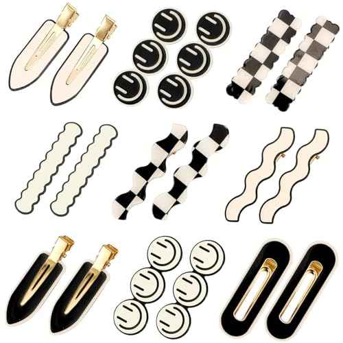 18pcs Checkered Hair Clips No Bend Hair Clips No Crease Black White Checker Barrettes Cute Hair Accessories for Women