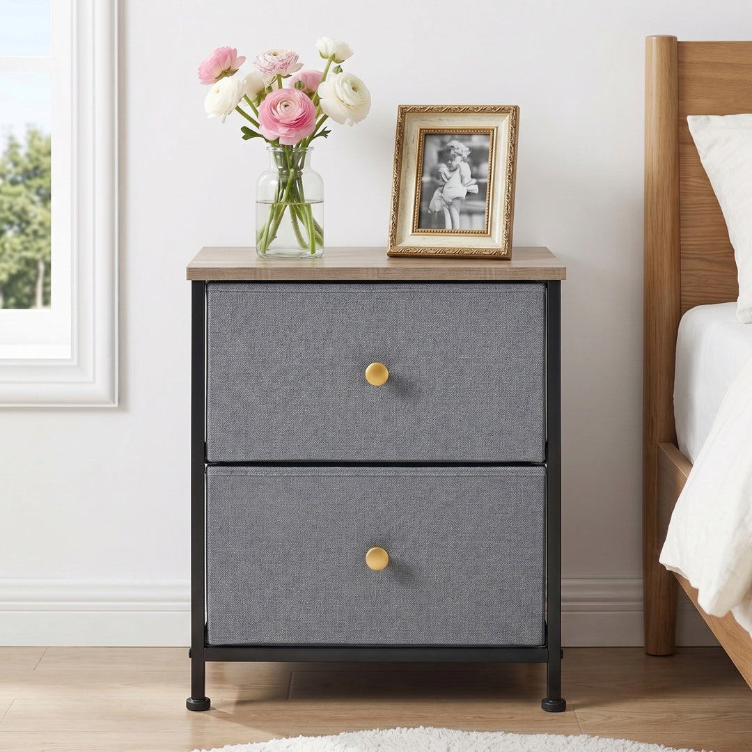 Double Drawer Bedside Table - Versatile Storage for Bedrooms & Living Rooms