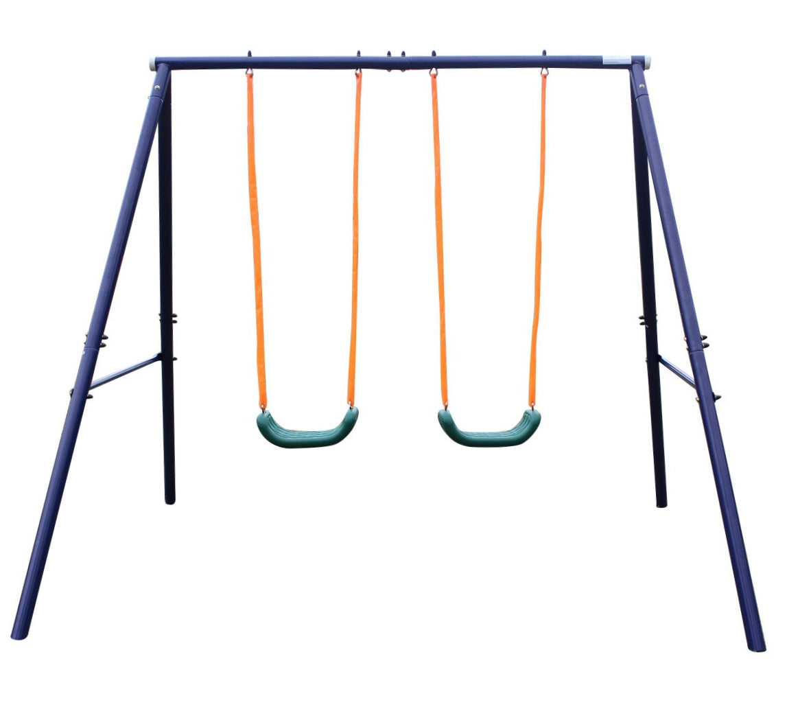 Two Station Swing Set for Children - Blue