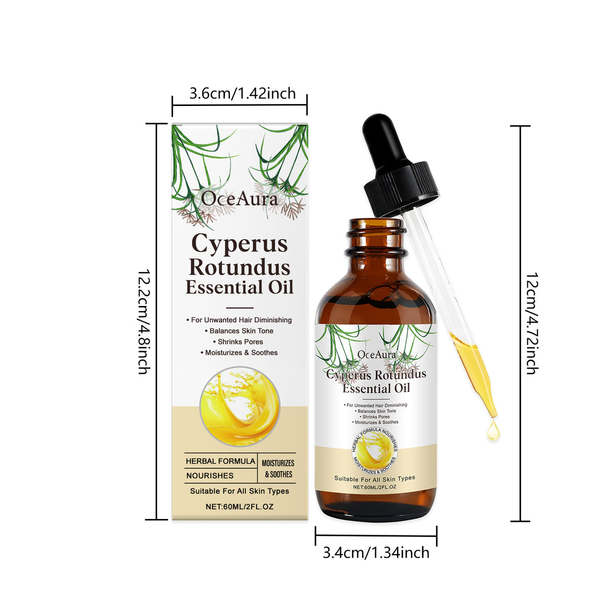 Herbal Hair Removal Care Oil 60ml - Gentle Skin Smoothing & Soothing