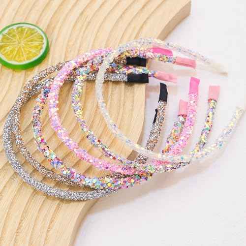 10PCS Glitter Headbands for Girls Rainbow Headbands Toddlers Kids Thin Sparkle Hair Band for Birthday Party Hair Accessories