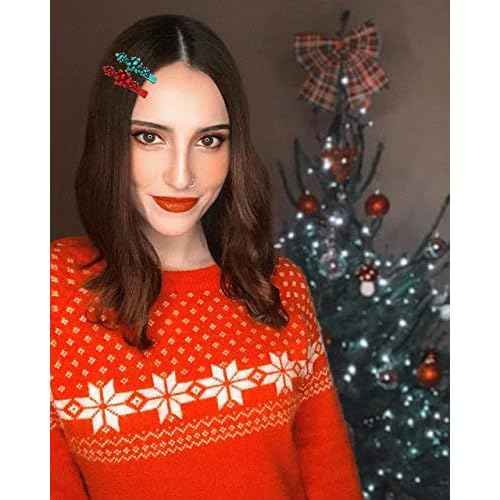 4pcs Christmas Hair Clips for Women Girls Xmas Present Bow Hair Pins Crystal Christmas Snowflake Hair Barrettes Holiday Jewelry Ornament New Year Gift