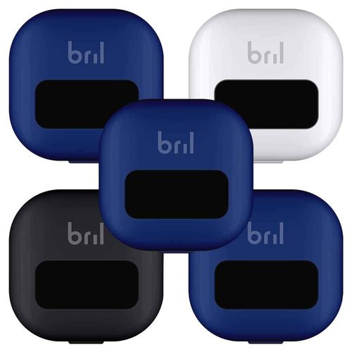 Bril UV-C Toothbrush Cleaner, Portable Cover, Magnetic Holder, and Travel Case for Any Size Toothbrush, Navy, Black, White (5 Pack)