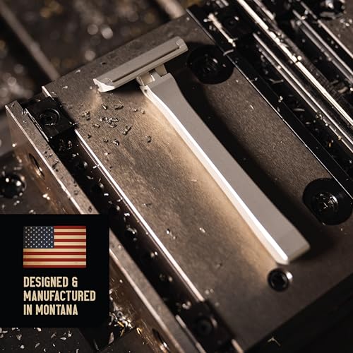 Proof Single Blade Razor for Men Pivoting Head Made in USA - CNC Machined Aluminum Easy Blade Replacement - Includes Genuine Leather Travel Case and Safety Razor Blades