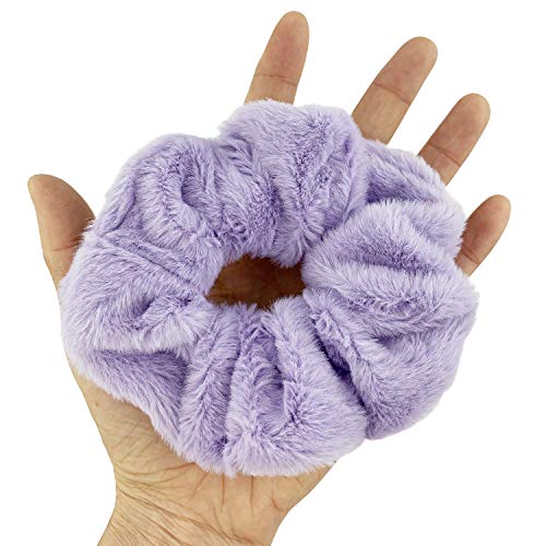 BETITETO Furry Hair Scrunchies Fluffy Bobbles Hair Elastic Ponytail Holder Soft for Women Girls, Pack of 9 (Multicolored Fluffy)