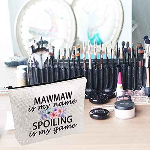 PWHAOO Grandma Mawmaw Gift Mawmaw Is My Name Spoiling Is My Game Best Mawmaw Ever Cosmetic Make Up Storage Bag Gift (Mawmaw Bag)