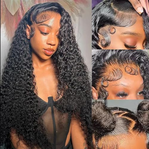 22 Inch Deep Wave Lace Front Wigs Human Hair 180% Density 13x6 HD Lace Frontal Wigs Human Hair Pre Plucked with Baby Hair Deep Curly Wigs for Black Women Natural Color