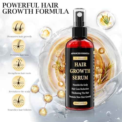 5% Minoxidil for Men/Women Hair Growth Serum Spray,Thinning Hair Loss/Regrowth Treatment for Women/Men,Minoxidil for Men¡¯s Beard,Contain Rosemary Oil,Batana Oil for Hair Growth,Gentler,Refreshing 60ml