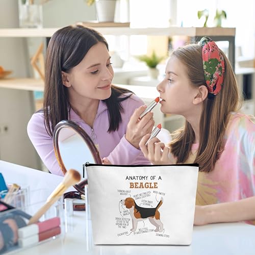 Beagle Lover Gift Anatomy Of A Beagle Makeup Bag Dog Lover Gifts Birthday Christmas Graduation Gifts for Animal Lover Dog Lover Woman Girl Mom Daughter Travel Bag-A03