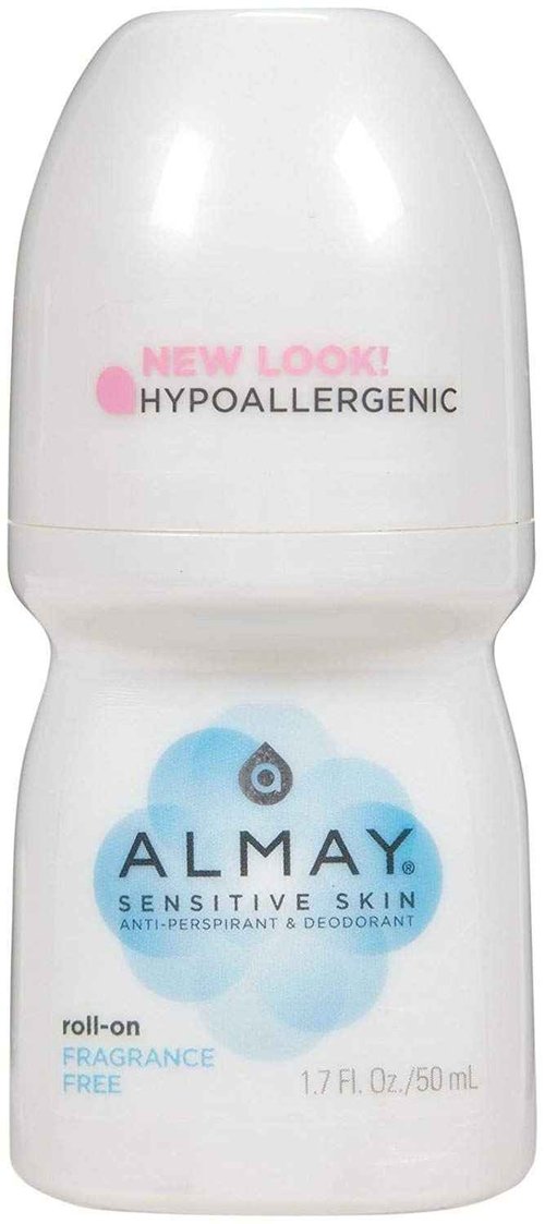 Almay Anti-Perspirant & Deodorant, Sensitive Skin, Roll-On, Fragrance Free 1.7 oz (Pack of 12)