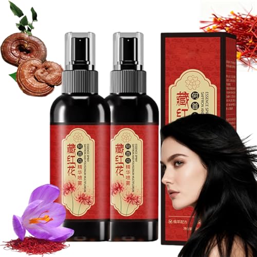 Herbal Black Hair Spray, Saffron Hair Blackening Spray, Affron And Polygonum Multiflorum Essence Sprays, Leaving Hairs Shiny Non-Frizzy