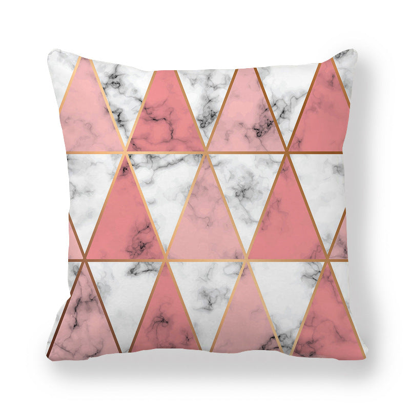 Geometric Pattern Pillow Cover Peach Skin Fabric Decorative Cushion Cover
