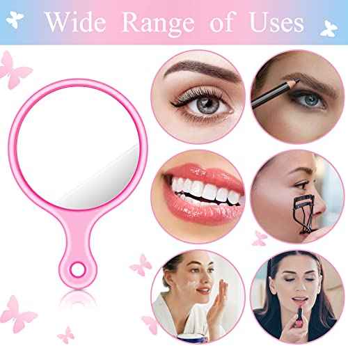 24 Pcs Handheld Mirror with Handle, 2.4 x 1.6 Inch, Small Portable Round Mirror Bulk for Kids Travel Makeup Classroom Camping Daily DIY Crafts