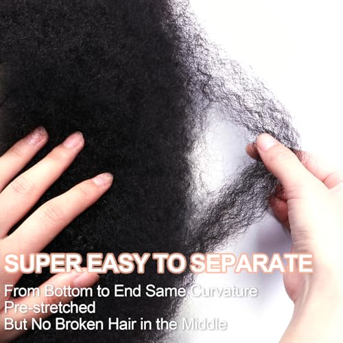 Afro Kinkys Bulk Human Hair -22 Inch 50g 4c Kinky Curly Bundles Human Braiding Hair For Mini Twist/Dreadlocks Extensions/Braids/Locs (1B, 22 Inch(Pack of 1))