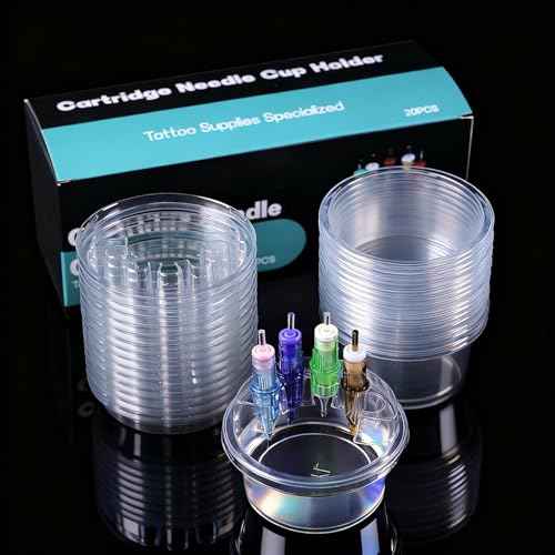 YILONG 20PCS Disposable Tattoo Cartridge Cup Holder Plastic Tattoo Cartridge Tray For Tattoo Inks Needle Holder Transparent Stand Ink Cleaning Cup For Tattoo Supplies