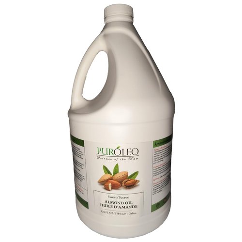 PUROLEO Sweet Almond Oil 128 Fl Oz/3784 ML (Packed In Canada) Pure Almond Oil for Skin, Hair, & Body | Organic Carrier Oil & Body Oils For Women