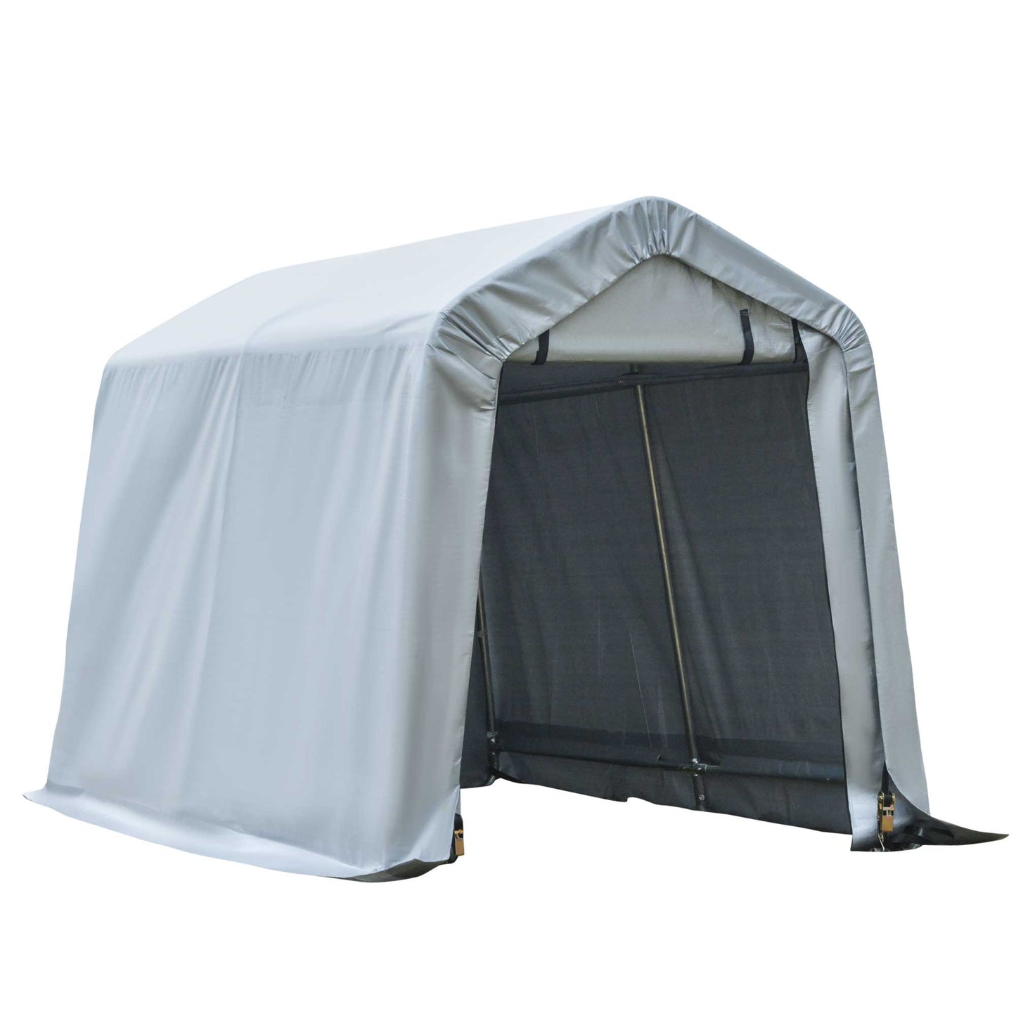 Portable Carport Garage Shelter - Heavy Duty with Double Zipper Doors, Light Gray