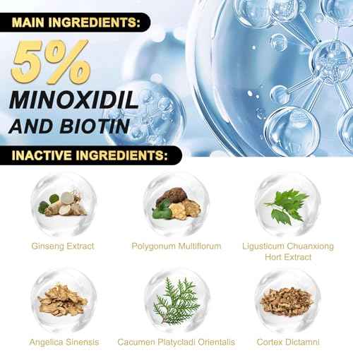 5% Minoxidil for Men and Women Hair Growth Serum, Biotin Hair Growth, Hair Regrowth Treatment for Scalp Hair Loss Hair Thinning for Thicker Longer Fuller Healthier Hair (Pack of 1)