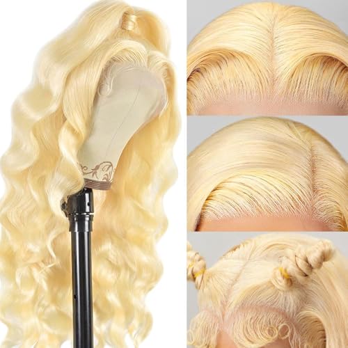 613 Lace Front Wig Human Hair 200 Density 13x6 Body Wave Blonde Wig Human Hair 613 HD Blonde Lace Front Wigs 613 Lace Frontal Wigs Pre Plucked for Women (20 Inch)