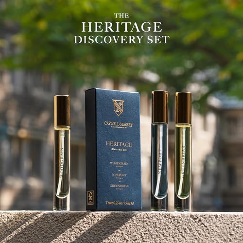 Caswell-Massey Cologne Discovery Set for Men, Travel-Size Cologne Gift Set with Woodgrain, Newport & Greenbriar Scents, Luxury Fragrance Trio, Made in USA, 0.25 Fl Oz Each