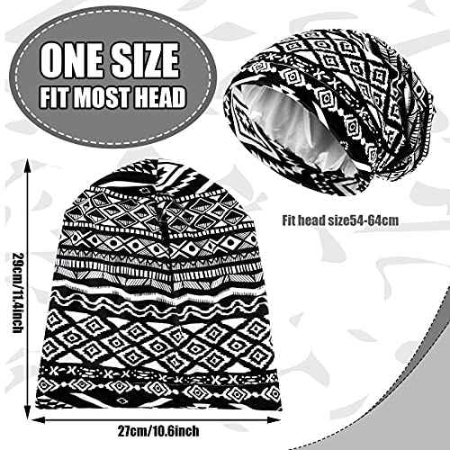 Sintege 6 Pcs Satin Lined Bonnet Sleep Chemo Hat Stretch Cancer Cap for Women Men Cancer Patient African Silk Soft Beanie(Elegant Patterns)