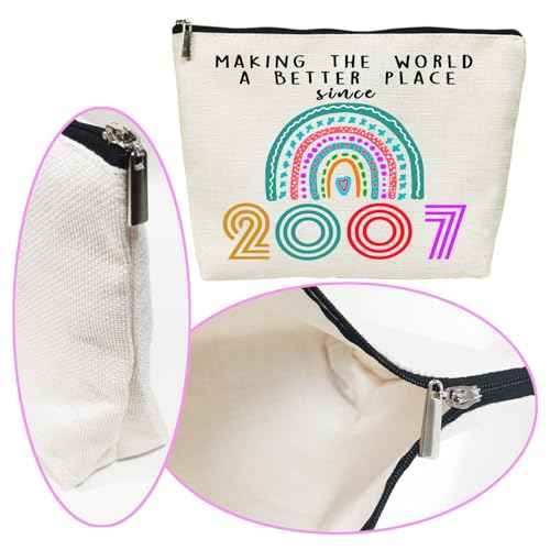 18th Birthday Gifts for Girls Cosmetic Bags, 2007 Happy 18th Birthday Decorations for Teen Girls Makeup Bag, 18 Year Old Girl Gifts for Daughter, Sister, Granddaughter (2007)