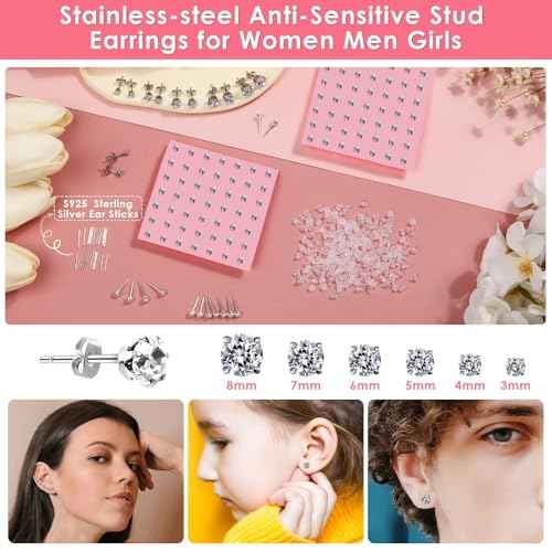 Professional Ear Piercing Gun Kit, Reusable Piercing Gun with Stainless Steel Piercing Earrings Studs, Crystal Earrings for At Home Salon Earlobe Cartilage Helix Tragus Piercing Tool Kit