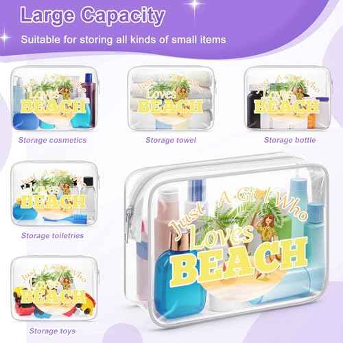 Beach Gifts for Her Beach Lover Clear Makeup Bags with Zipper Beach Trip Gifts for Women Beach Bachelorette Party Decorations Cosmetic Travel Bag Organizer Beach Themed Birthday Christmas Gifts