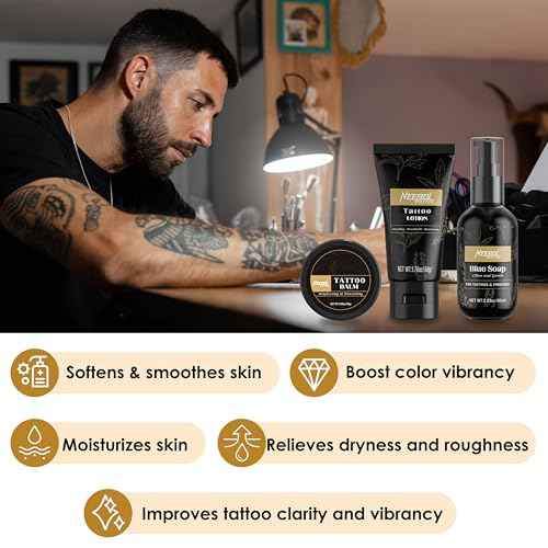 Neebol Tattoo Aftercare Kit with Blue Soap, Tattoo Balm, Lotion, Tattoo Care for Color Enhancement, Quick Healing, Moisturizer, Revive Old Tattoo, Gifts for Beginners and Artists