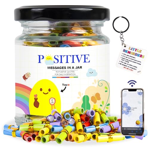 90+ Positive Messages with NFC Keychain, Unique Gifts for Women, Affirmation Cards, Positive Affirmations Cards, Stocking Stuffers Teens, Self Care Gift, Christmas Gifts For Women