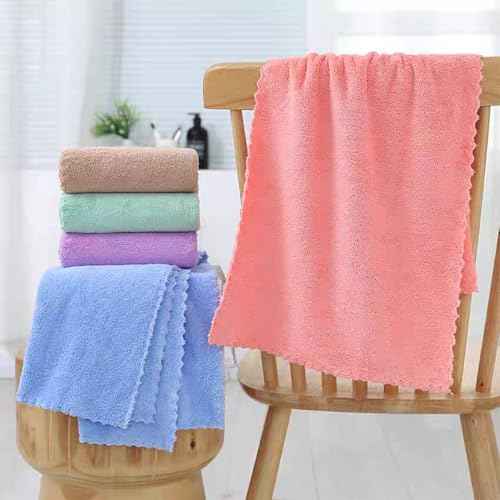 Premium Coral velvet Washcloths Set-5 Pack, Ultra Soft & Highly Absorbent Face Towels for Bath, Spa & Gym, Soft Feel Fingertip Towels Quick Drying Microfiber Hand Towel 29.5¡± x 13.8¡±Large Wash Cloths.