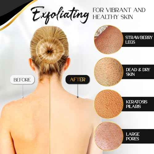 L'Exfose Kessa Hammam Deep Exfoliating Glove 2pc - Korean Exfoliating Mitt for Shower Ideal for Dead Skin Remover, Keratosis Pilaris & Self-Tanning to Improve Skin Tone Made with 100% Natural Viscose