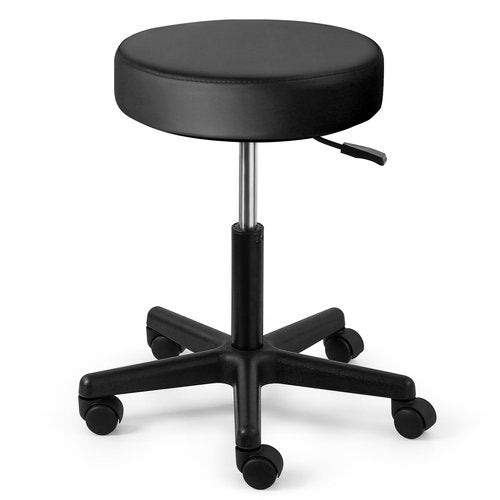 JMU Rolling Stool with Wheels, PVC Leather Large Seat Stool, 400lbs Weight Capacity, Heavy Duty Adjustable Height for Medical Tattoo Office Lab Dentists Healthcare (Black)