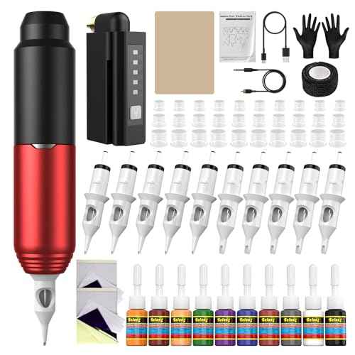 Tattoo Kits Tattoo Machine Tattoo Set with 1500mAh Power Supply and LCD Display Red (SLP51KIT-2)