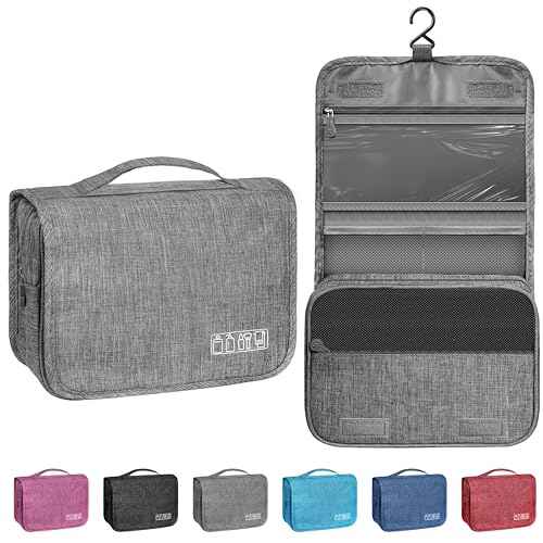 Toiletry Bag Travel Bag with Hanging Hook, Waterproof Shower Bathroom Hanging Toiletry Bag for Men Women,Small Multifunctional Makeup Cosmetic Bag,Portable Toiletries Bag Travel Organizer (Grey)
