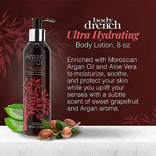 Body Drench Ultra Hydrating Body Lotion with Argan Oil - Nourishing & Moisturizing Body Lotion for Dry Skin, 8 fl oz