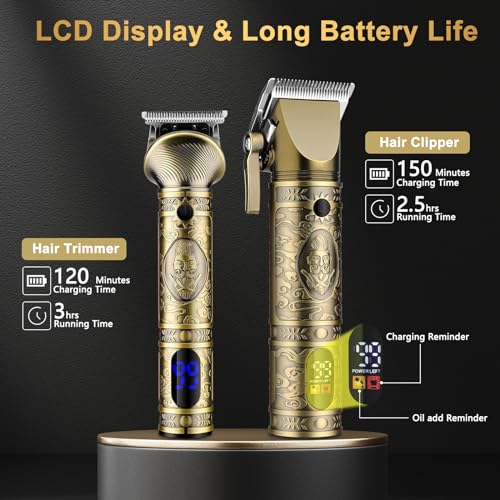 GSKY Hair Clippers for Men Professional, Cordless Clippers for Hair Cutting, Mens Hair Clippers and Trimmer Kit for Barber with LED Display